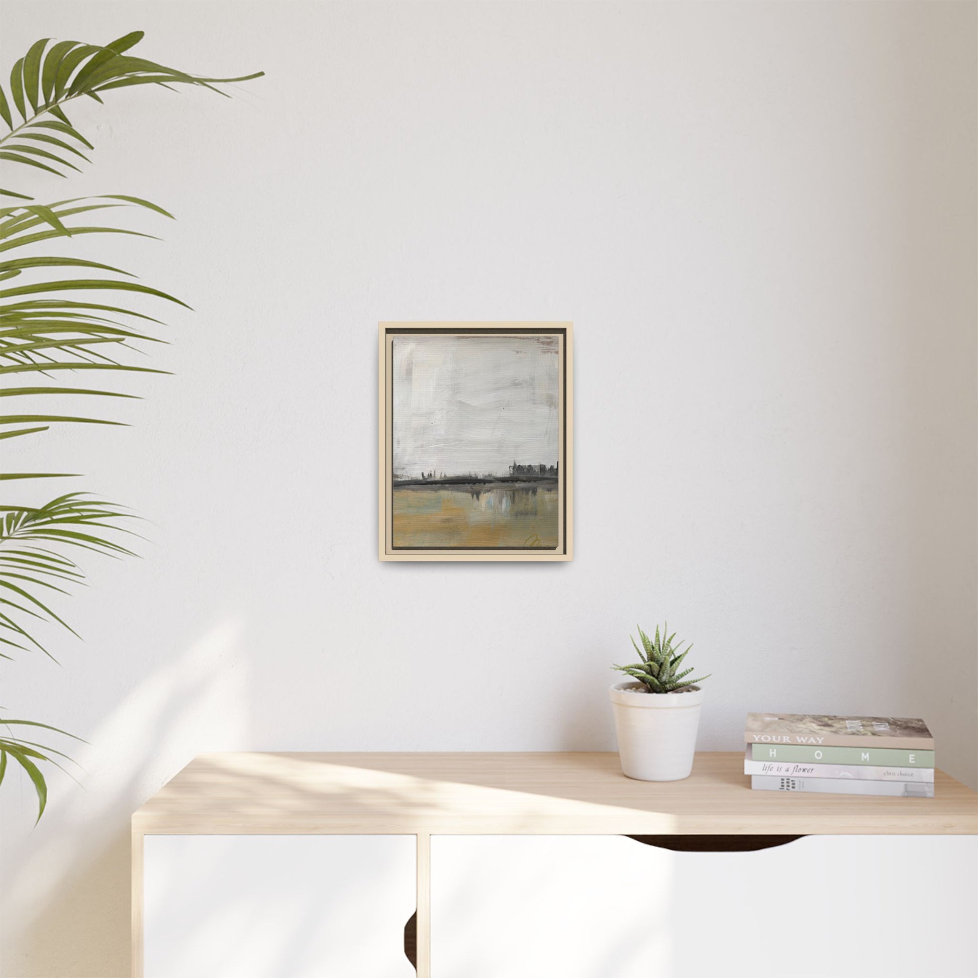 Urban Reflection Landscape Canvas Art – Neutral Coastal Horizon - Fortunate Lemon Shop