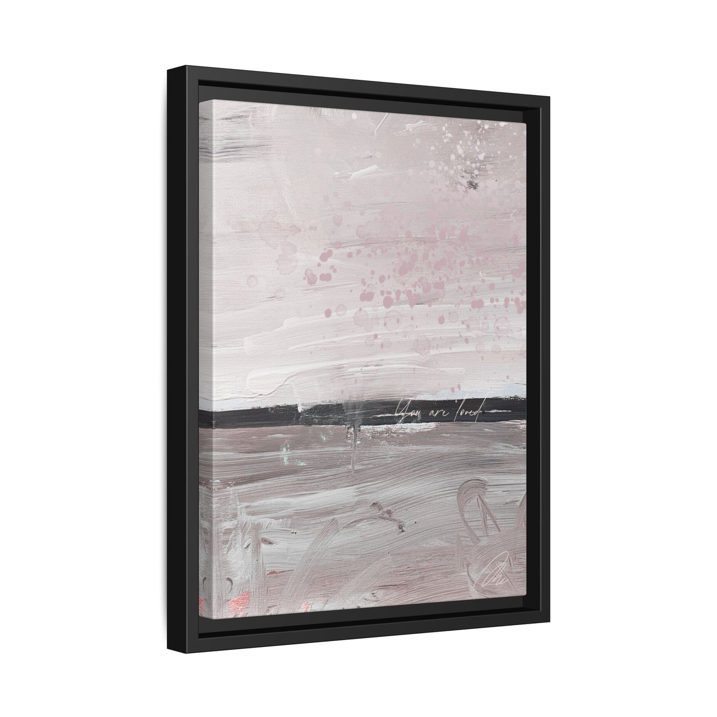 Framed Matte Canvas Art — Soft Abstract Pink "I Am Loved" Print - Fortunate Lemon Shop