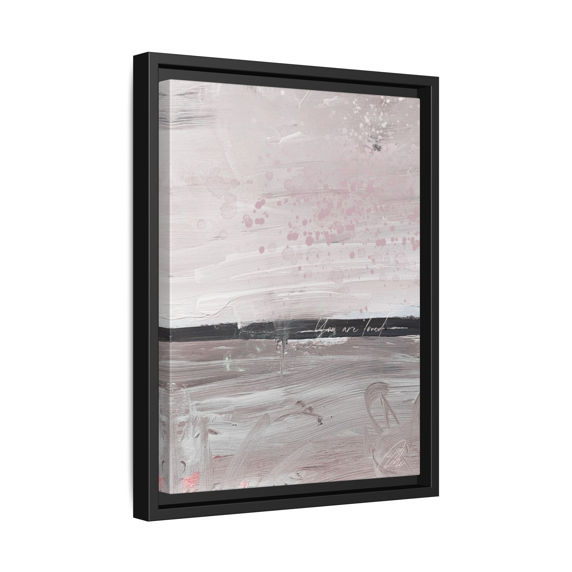 Framed Matte Canvas Art — Soft Abstract Pink "I Am Loved" Print - Fortunate Lemon Shop