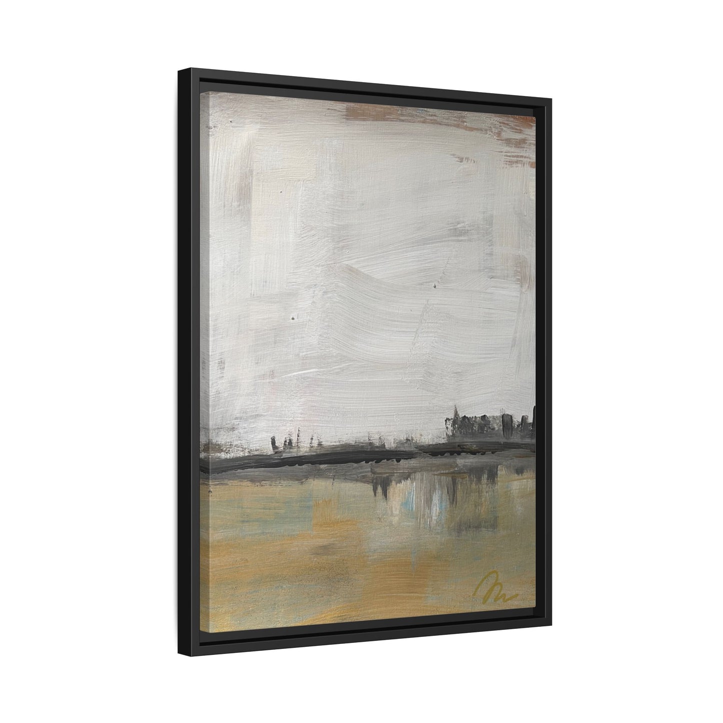 Urban Reflection Landscape Canvas Art – Neutral Coastal Horizon - Fortunate Lemon Shop