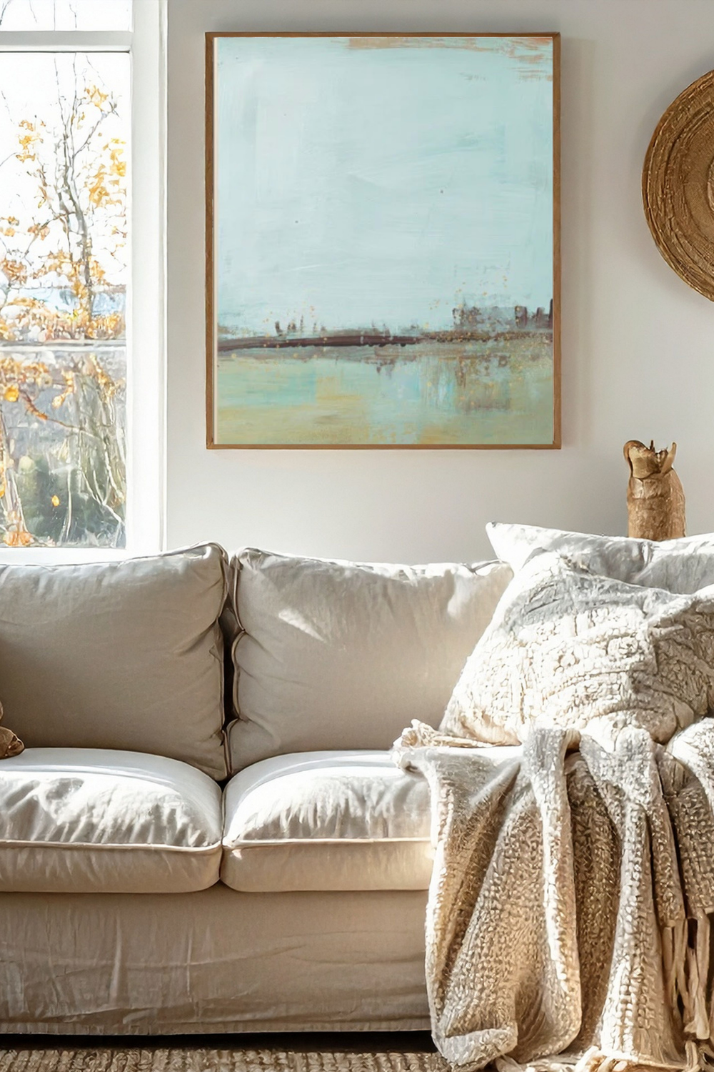 Coastal Serenity Abstract Canvas Print — Framed Matte Wall Art - Fortunate Lemon Shop