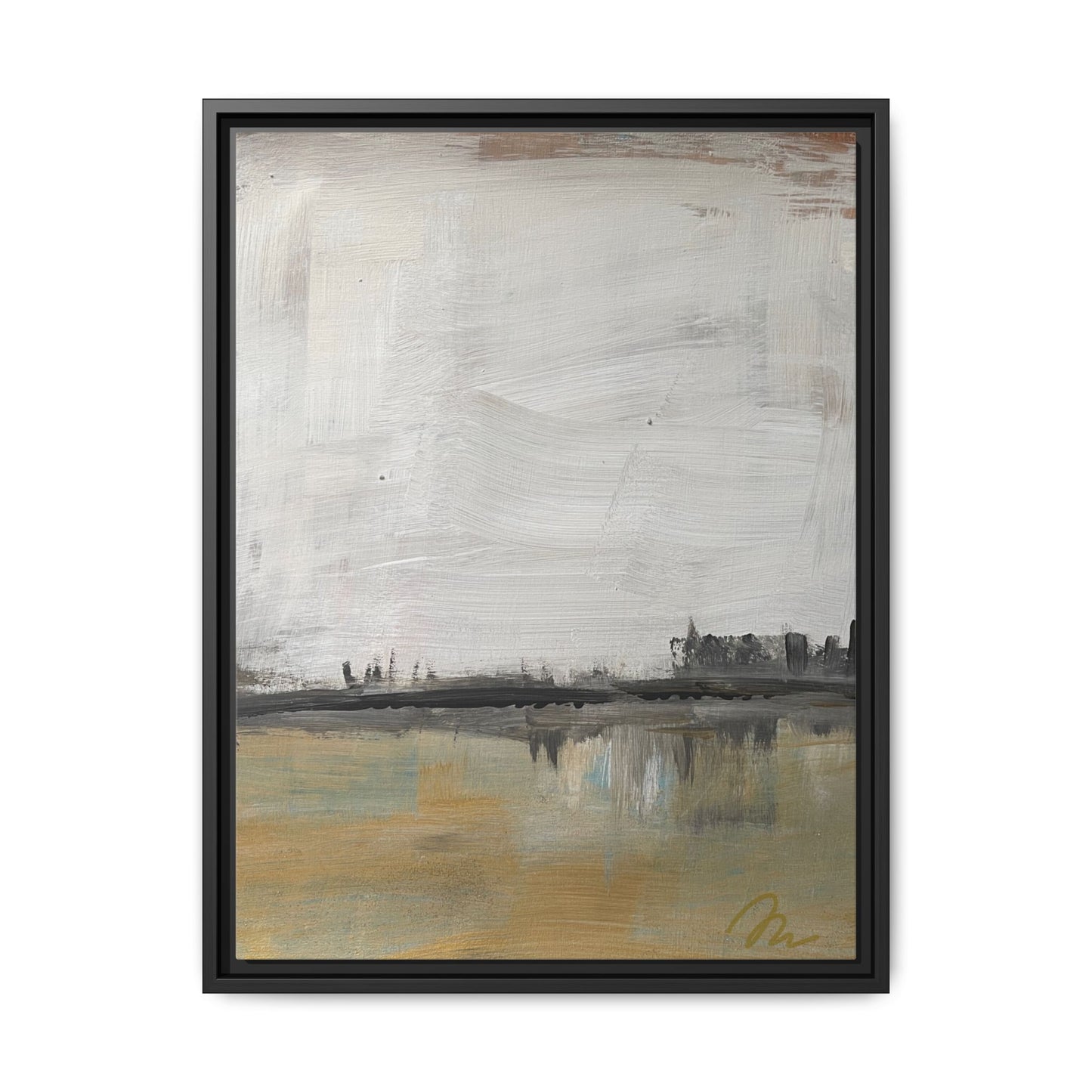Urban Reflection Landscape Canvas Art – Neutral Coastal Horizon - Fortunate Lemon Shop