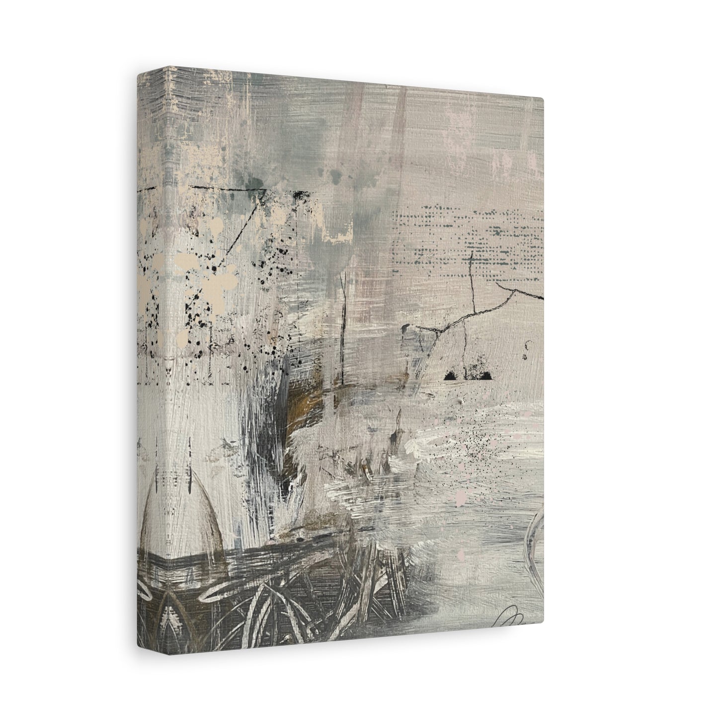 Abstract Neutral Tones Canvas Wall Art – Textured Coastal Gray Matte Canvas - Fortunate Lemon Shop