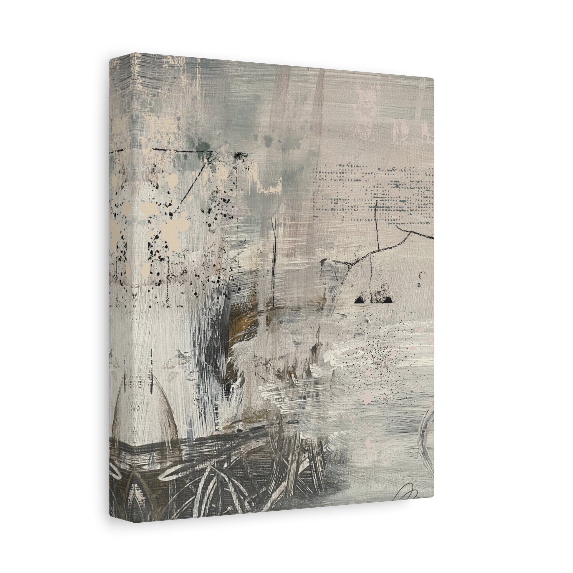 Abstract Neutral Tones Canvas Wall Art – Textured Coastal Gray Matte Canvas - Fortunate Lemon Shop