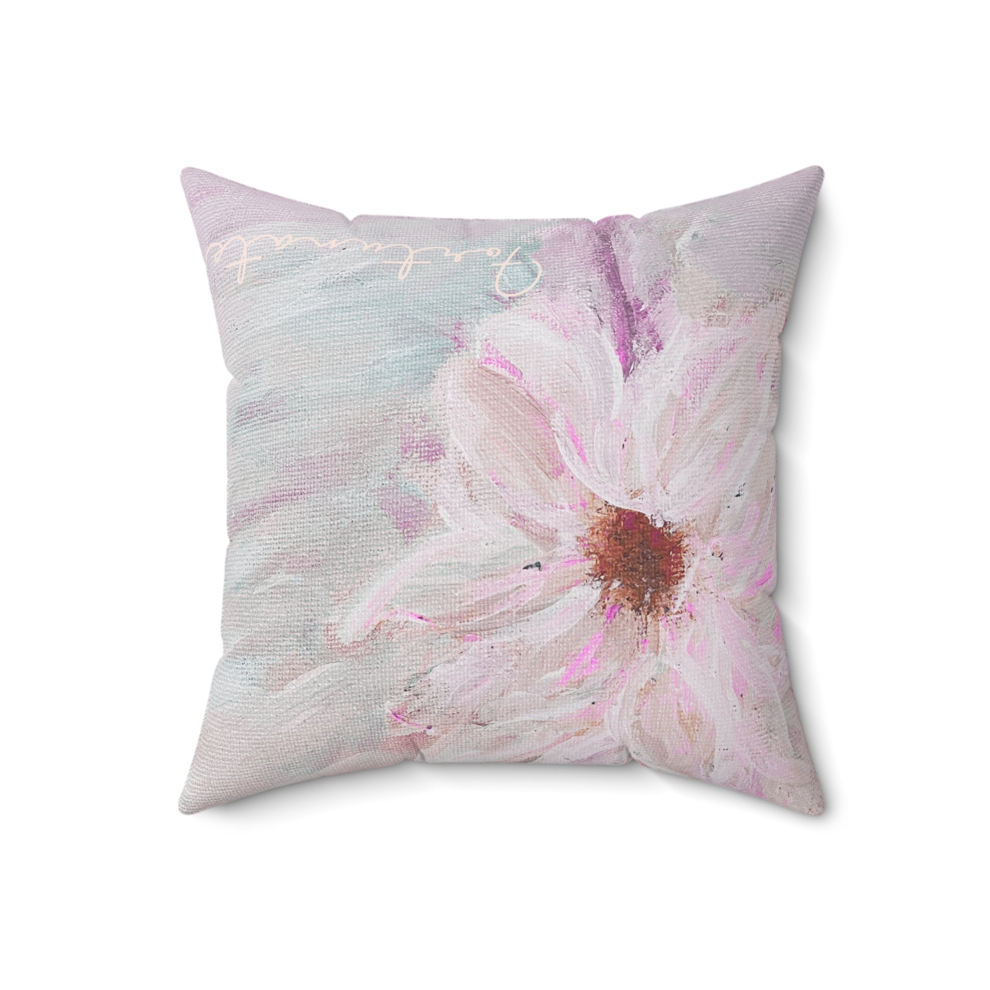 Pink Pastel Daisy Pillow - Floral Decorative Throw Cushion - Fortunate Lemon Shop