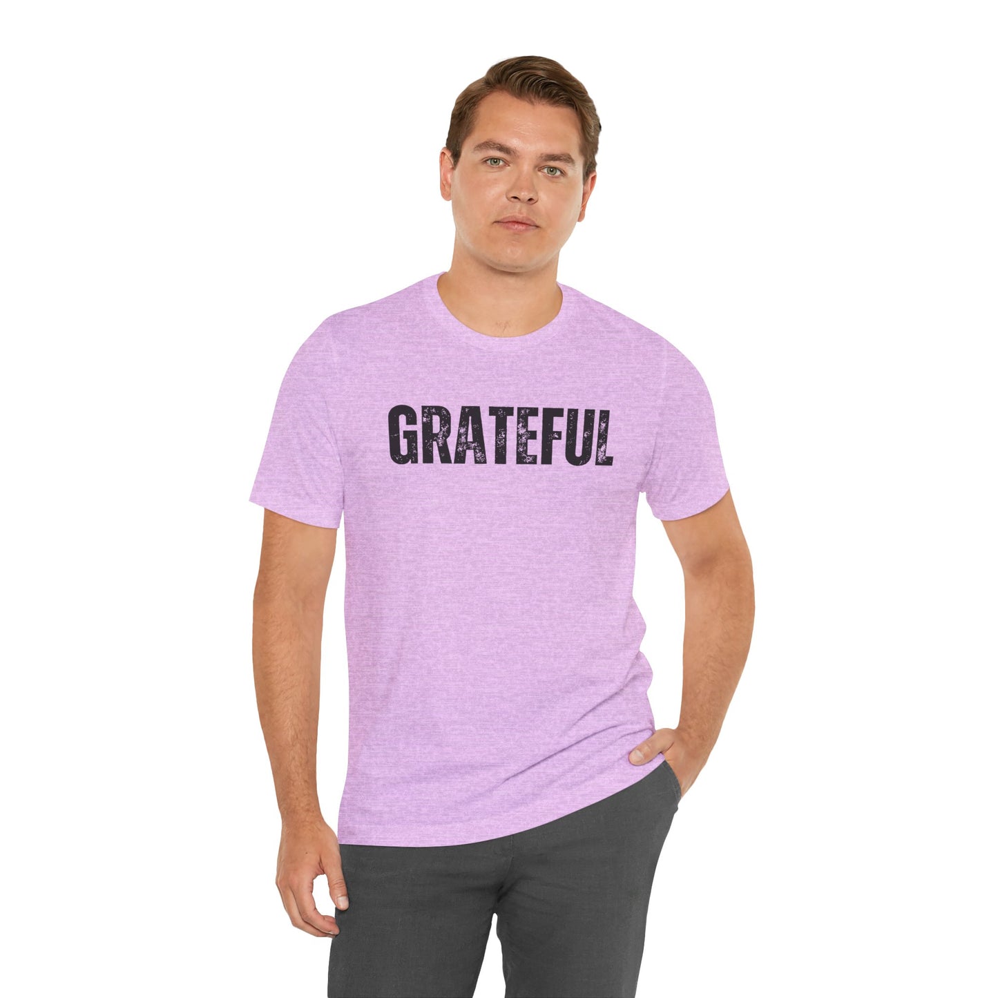 Grateful Graphic Tee – Vintage Distressed 'GRATEFUL' Short Sleeve Shirt - Fortunate Lemon Shop
