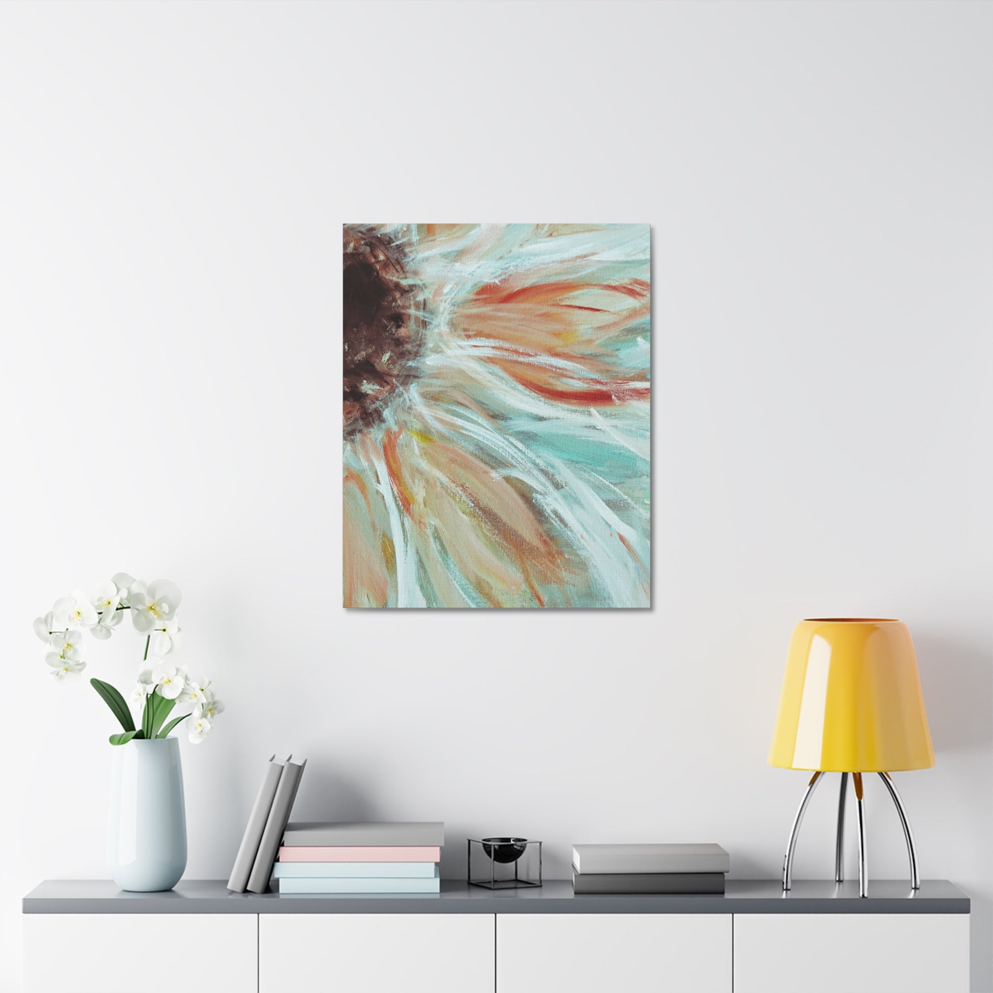 Abstract Sunflower Stretched Canvas Wall Art — Boho Floral Home Decor - Fortunate Lemon Shop