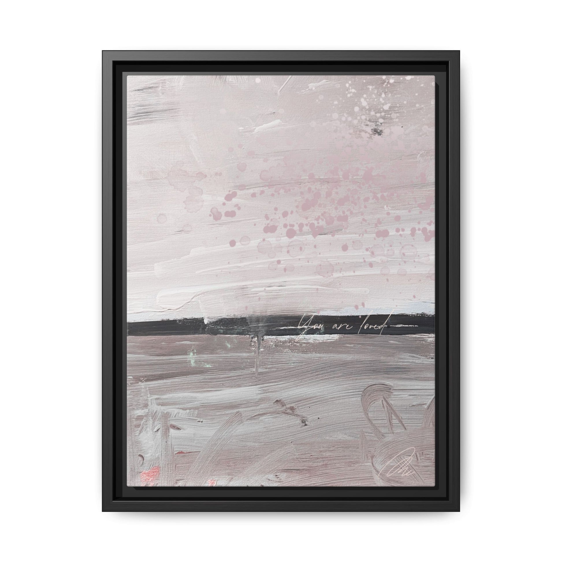 Framed Matte Canvas Art — Soft Abstract Pink "I Am Loved" Print - Fortunate Lemon Shop