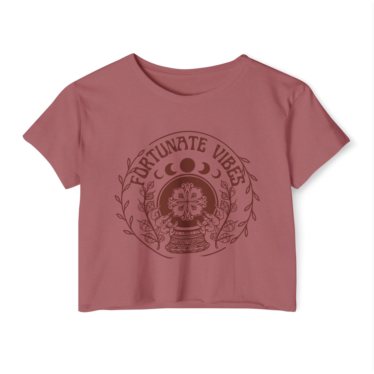 Fortunate Vibes Crop Top — Women's Festival Boho Graphic Tee - Fortunate Lemon Shop