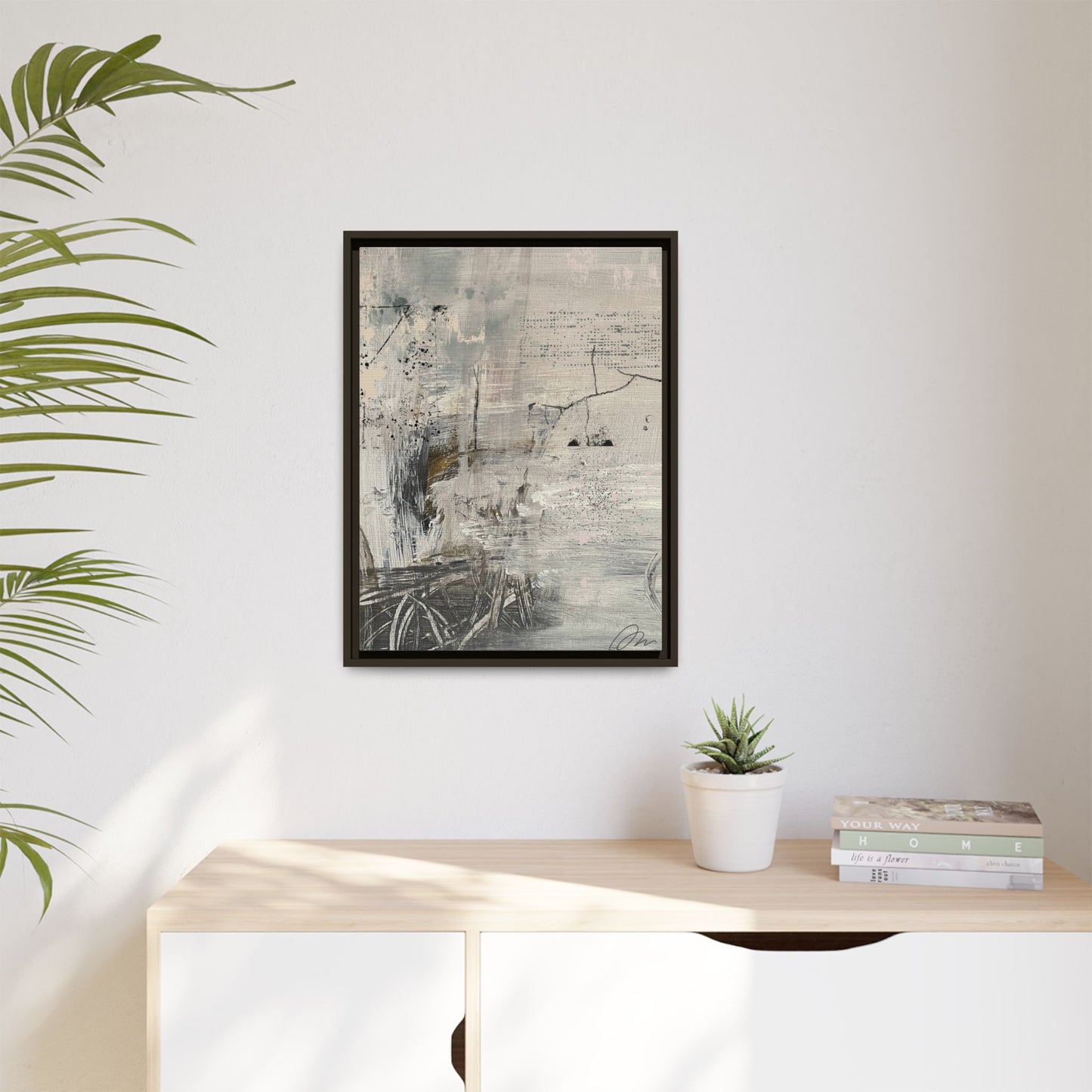 Framed Abstract Canvas Art — Neutral Pastel Modern Wall Decor - Fortunate Lemon Shop