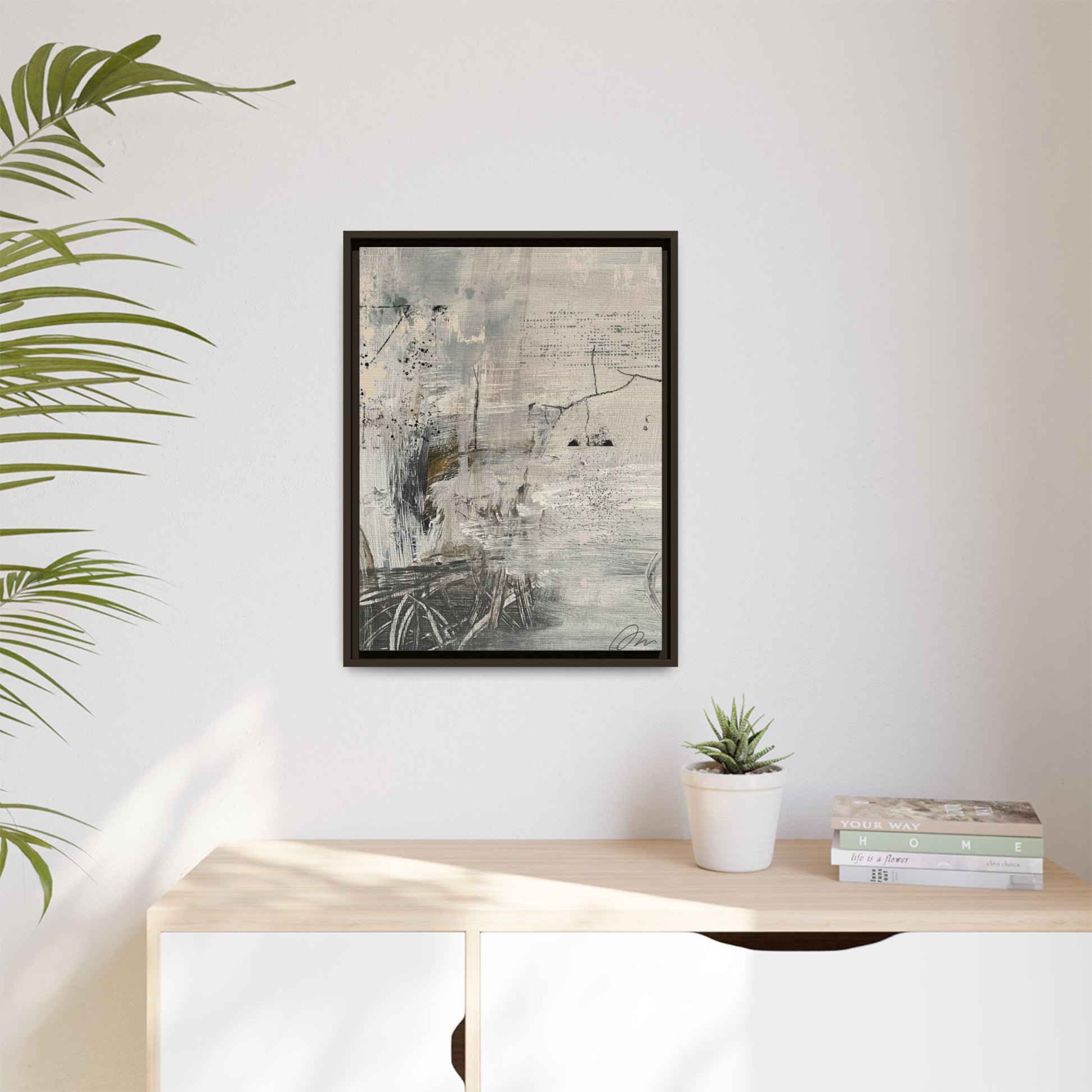Framed Abstract Canvas Art — Neutral Pastel Modern Wall Decor - Fortunate Lemon Shop