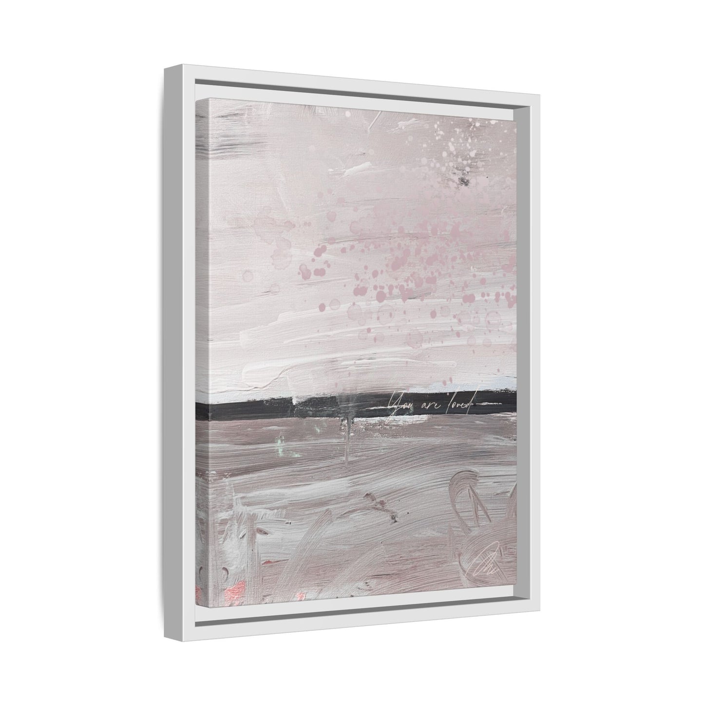 Framed Matte Canvas Art — Soft Abstract Pink "I Am Loved" Print - Fortunate Lemon Shop