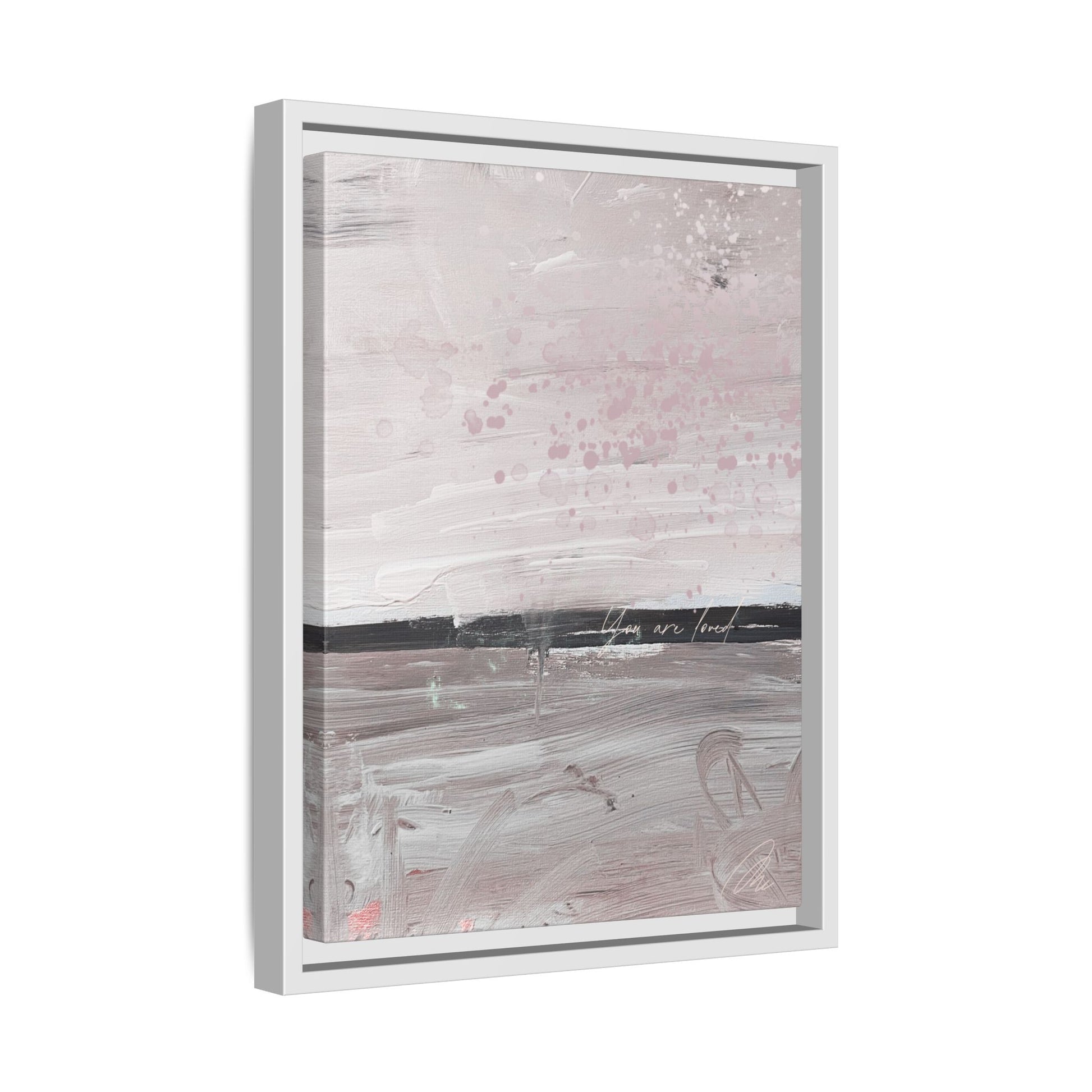Framed Matte Canvas Art — Soft Abstract Pink "I Am Loved" Print - Fortunate Lemon Shop