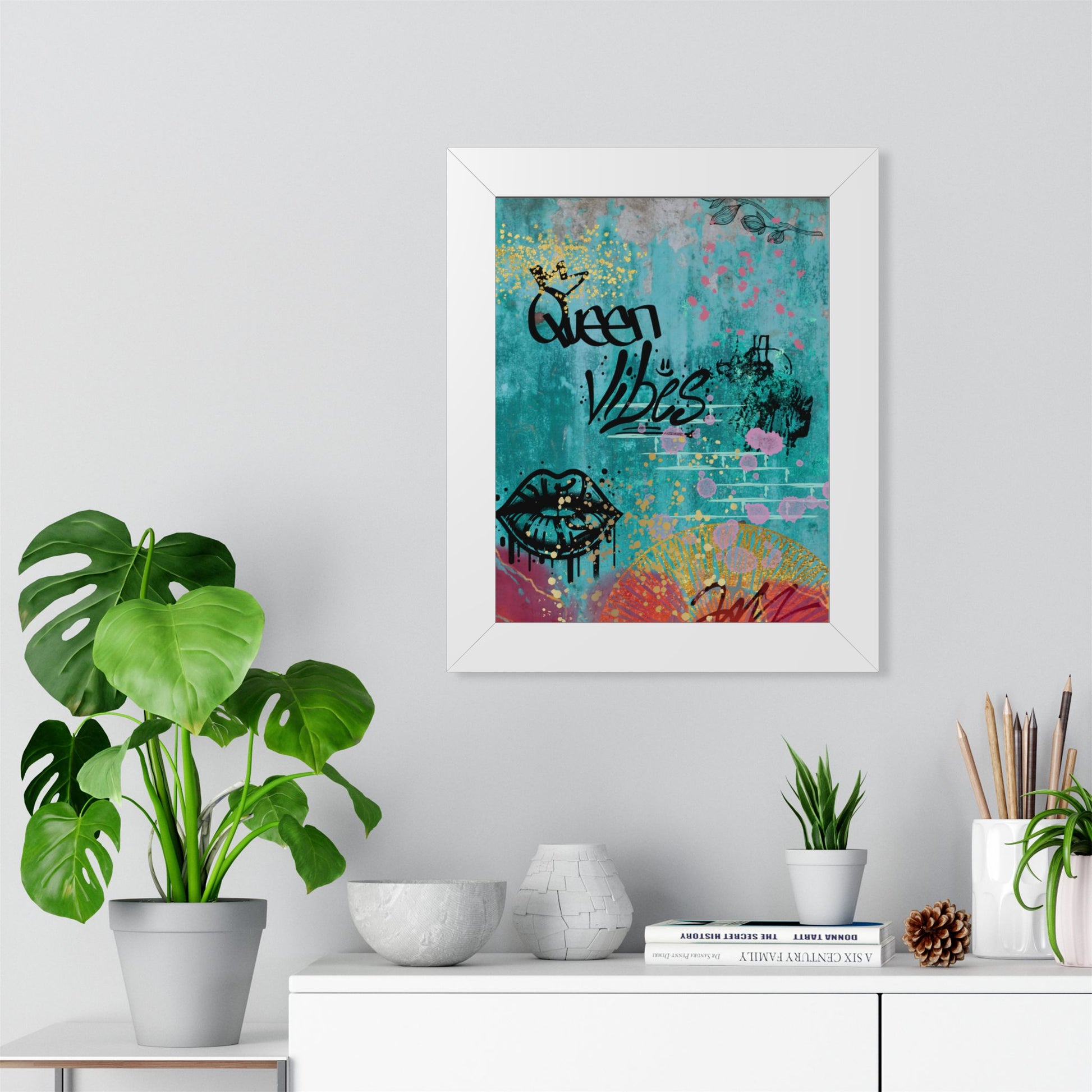Queen Vibes Framed Poster — Urban Graffiti Wall Art, Feminine Inspirational Print - Fortunate Lemon Shop