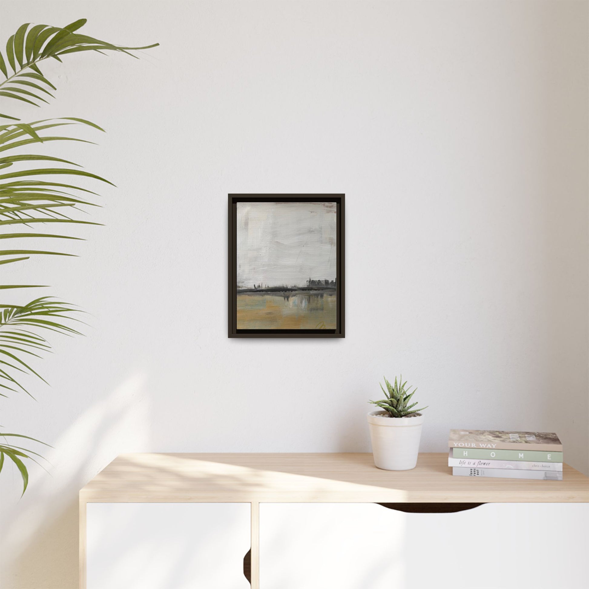 Urban Reflection Landscape Canvas Art – Neutral Coastal Horizon - Fortunate Lemon Shop