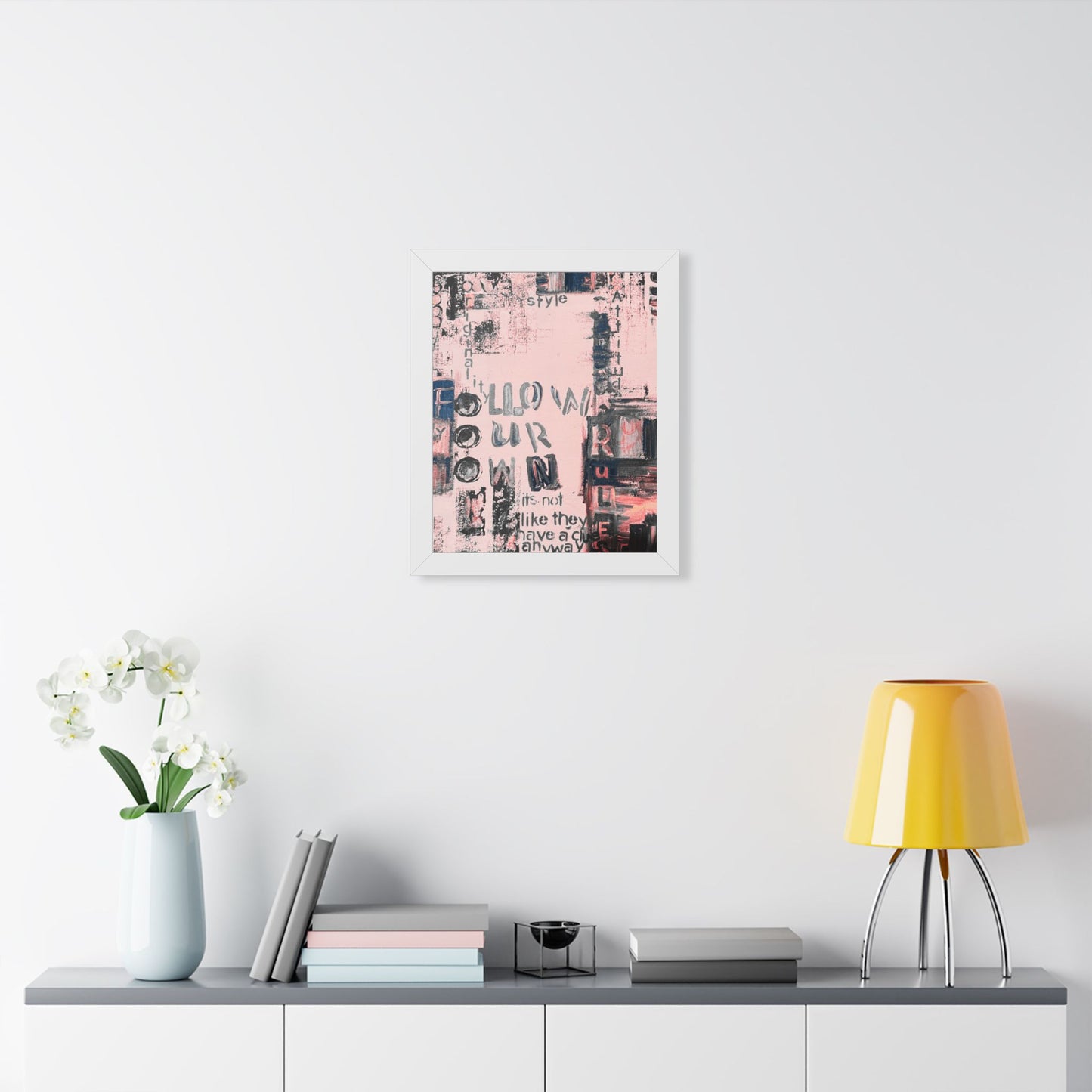 Follow Your Own Rules Framed Poster — Pink Abstract Typography Wall Art - Fortunate Lemon Shop