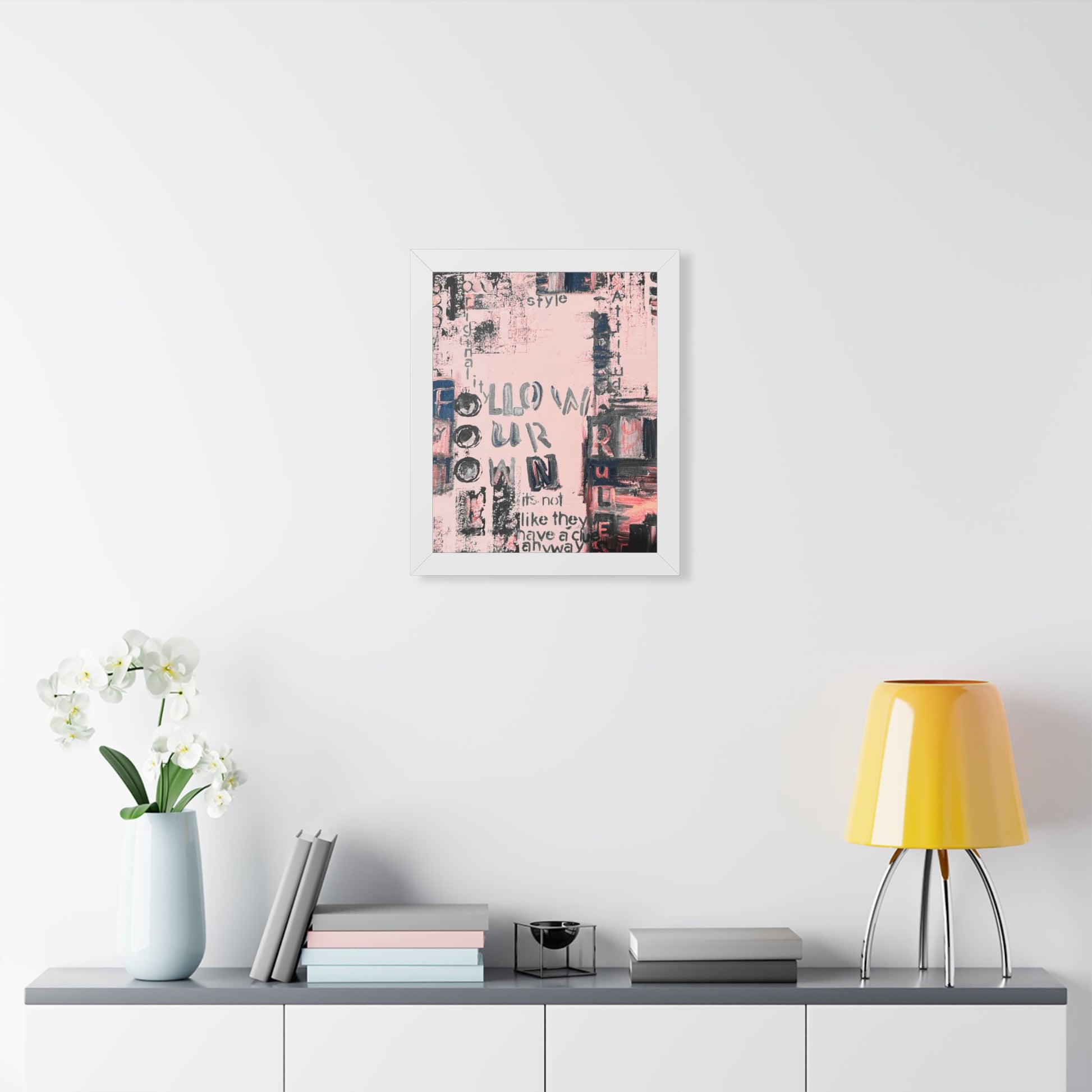 Follow Your Own Rules Framed Poster — Pink Abstract Typography Wall Art - Fortunate Lemon Shop