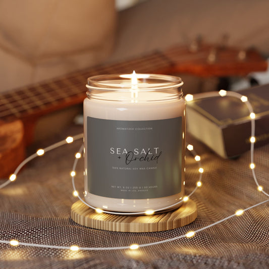 Orchid Sea Salt Scented Candle - Aromatic Relaxation, Home Decor Gift, - Fortunate Lemon Shop