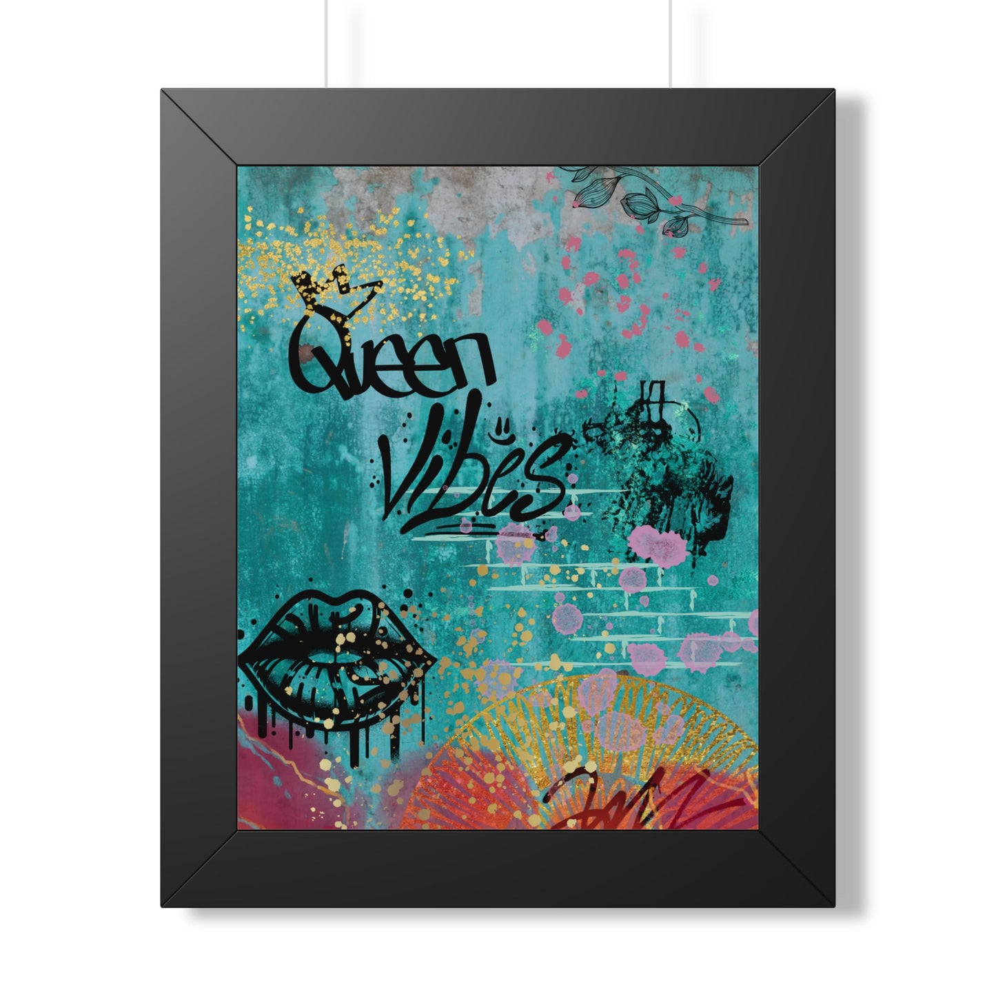 Queen Vibes Framed Poster — Urban Graffiti Wall Art, Feminine Inspirational Print - Fortunate Lemon Shop
