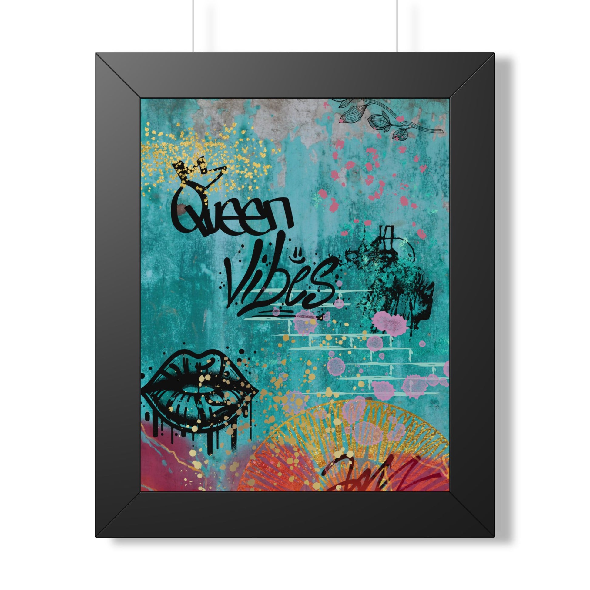 Queen Vibes Framed Poster — Urban Graffiti Wall Art, Feminine Inspirational Print - Fortunate Lemon Shop