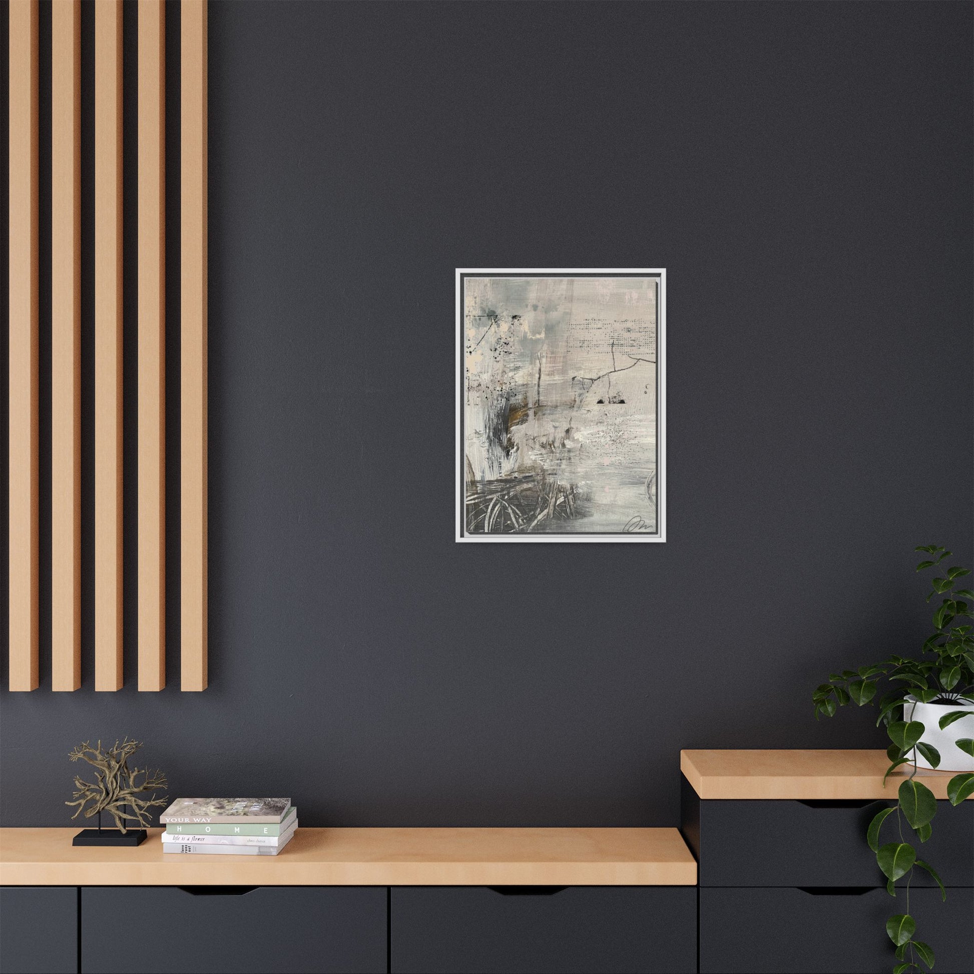 Framed Abstract Canvas Art — Neutral Pastel Modern Wall Decor - Fortunate Lemon Shop
