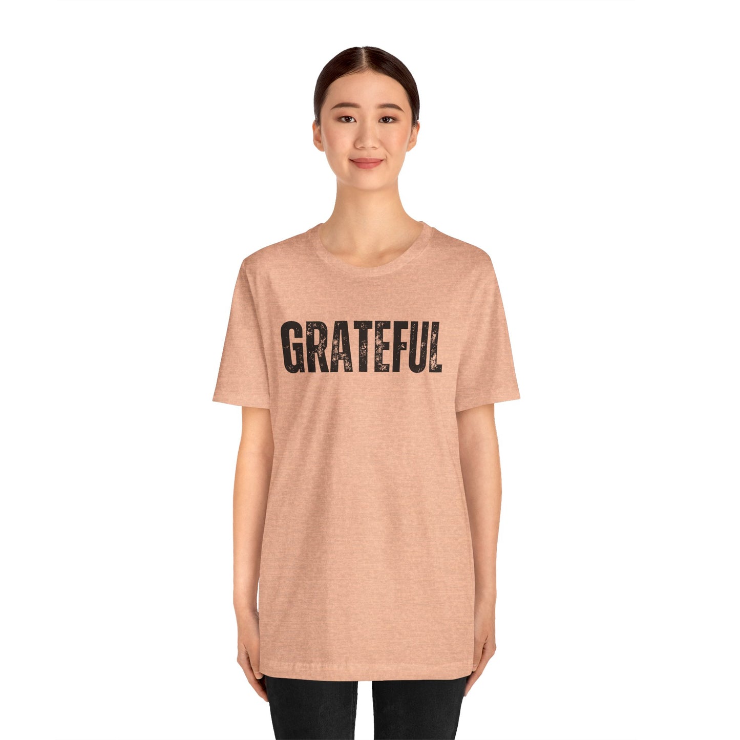 Grateful Graphic Tee – Vintage Distressed 'GRATEFUL' Short Sleeve Shirt - Fortunate Lemon Shop