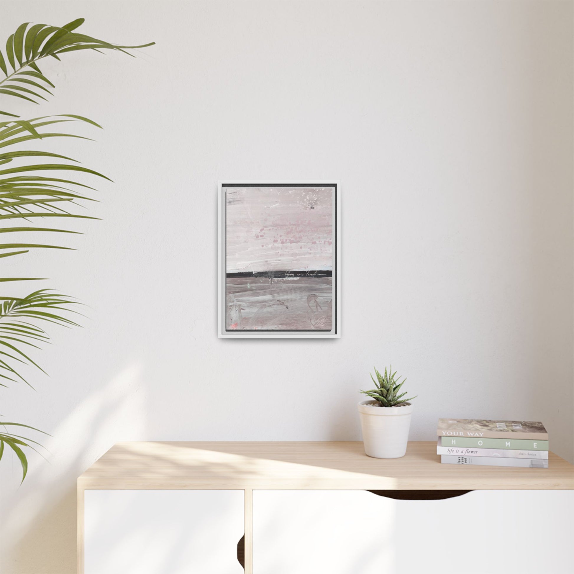 Framed Matte Canvas Art — Soft Abstract Pink "I Am Loved" Print - Fortunate Lemon Shop
