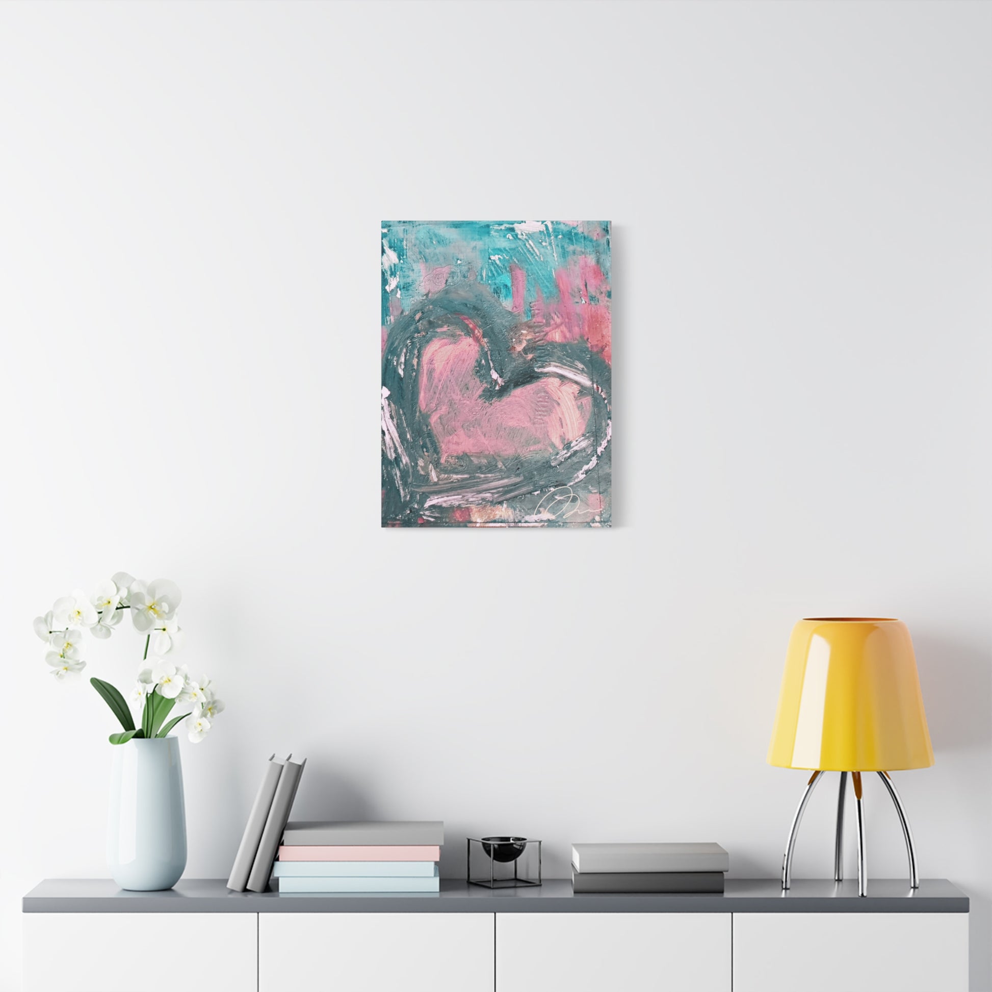 Pink Heart Abstract Matte Canvas Wall Art — Stretched 1.25" - Fortunate Lemon Shop