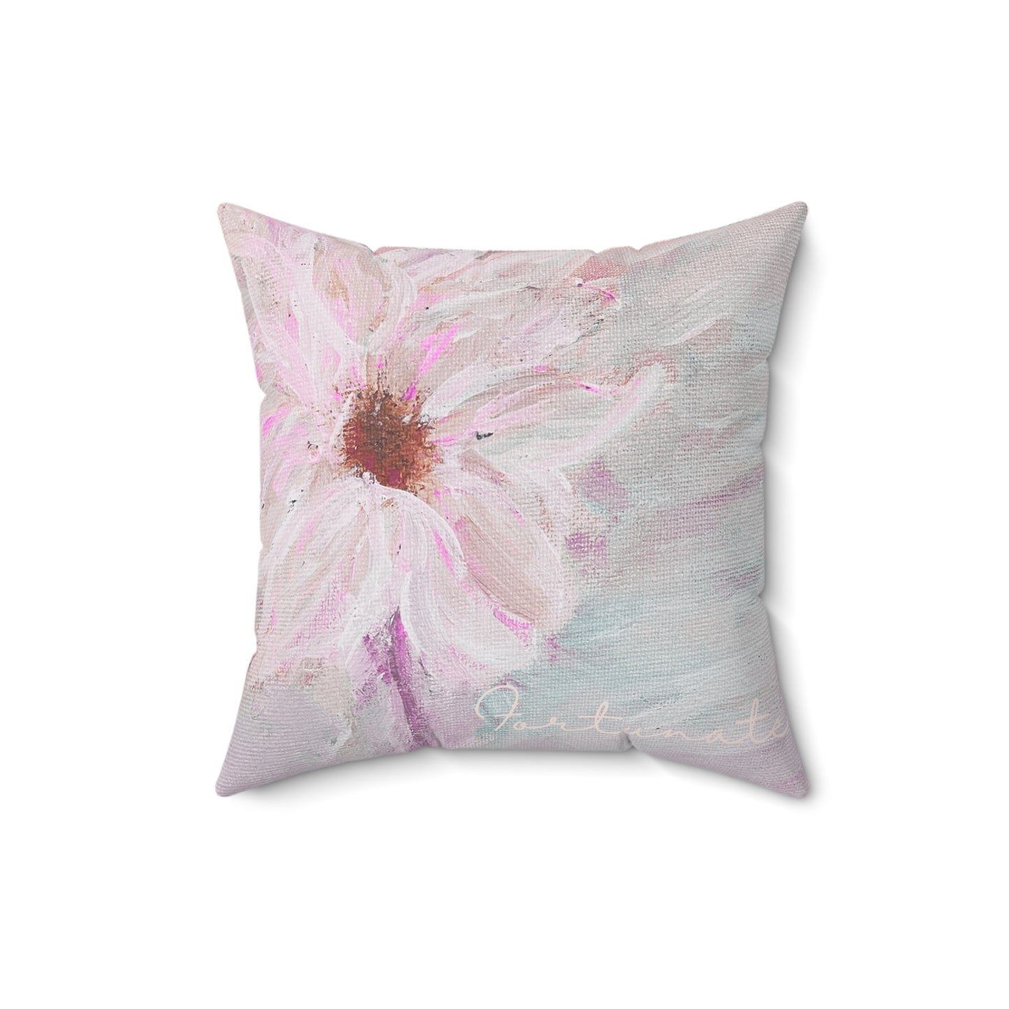 Pink Pastel Daisy Pillow - Floral Decorative Throw Cushion - Fortunate Lemon Shop