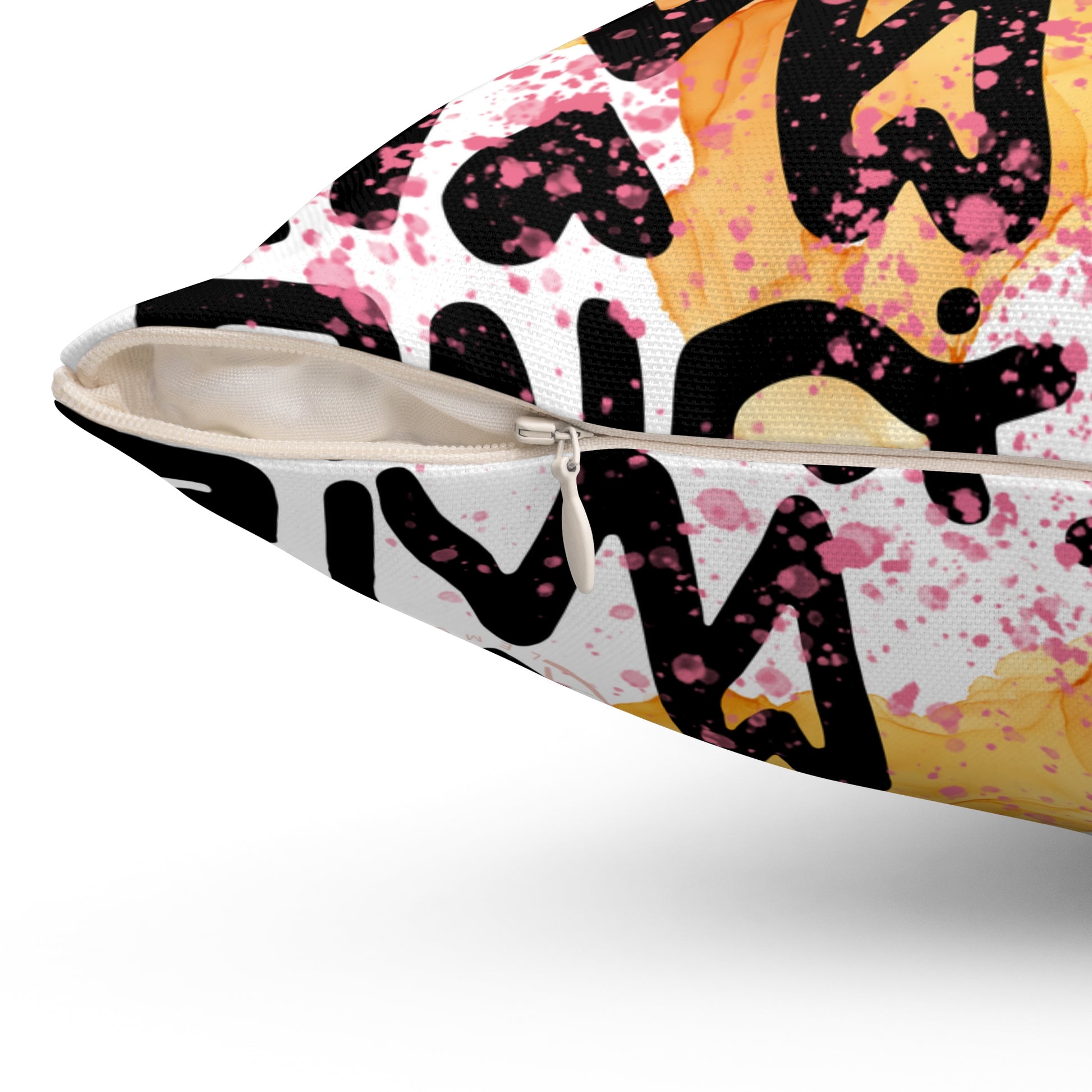 Graffiti Hearts Decorative Pillow — Abstract Handwritten Love Design - Fortunate Lemon Shop