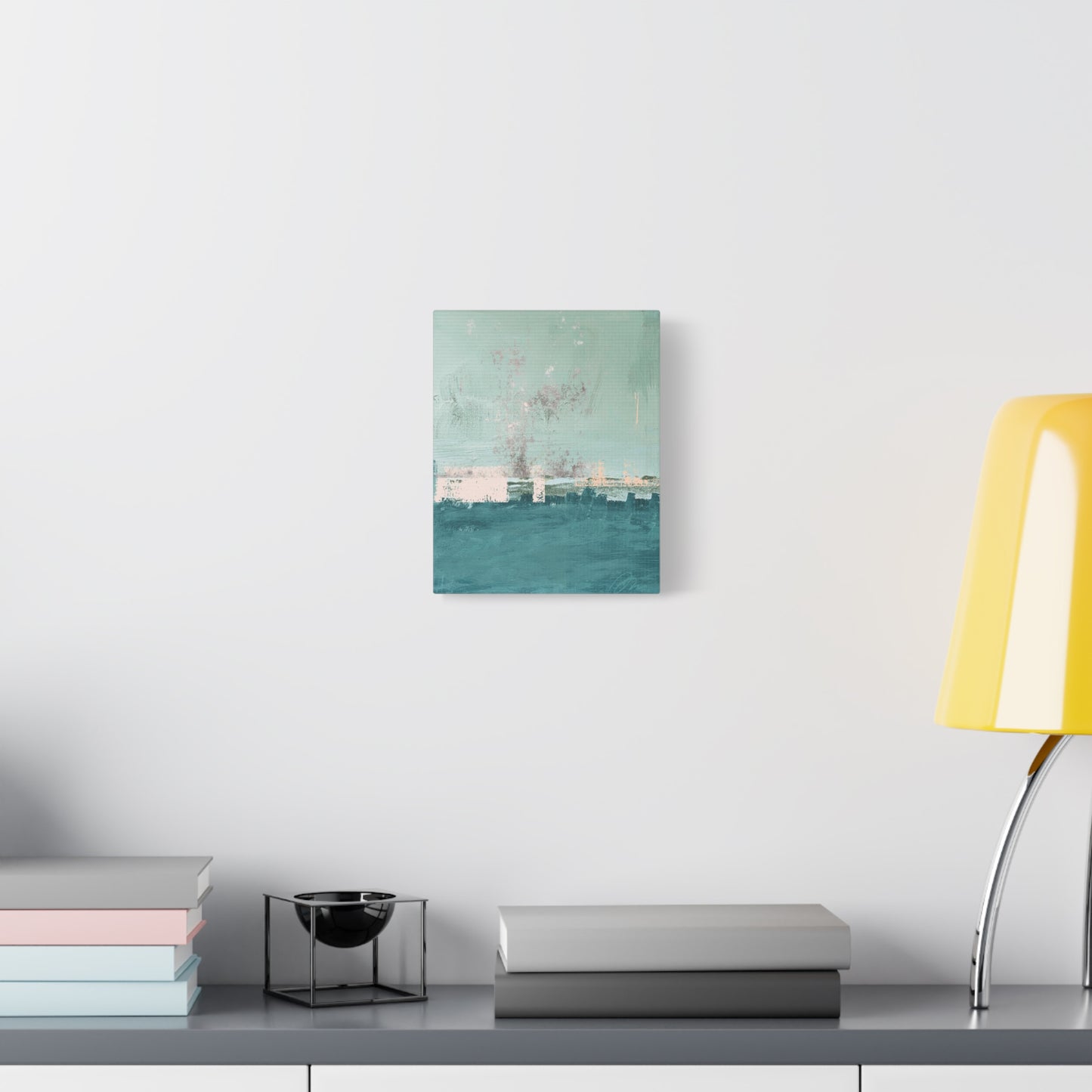 Abstract Coastal Canvas Art – Teal & Mint Stretched Matte Print - Fortunate Lemon Shop