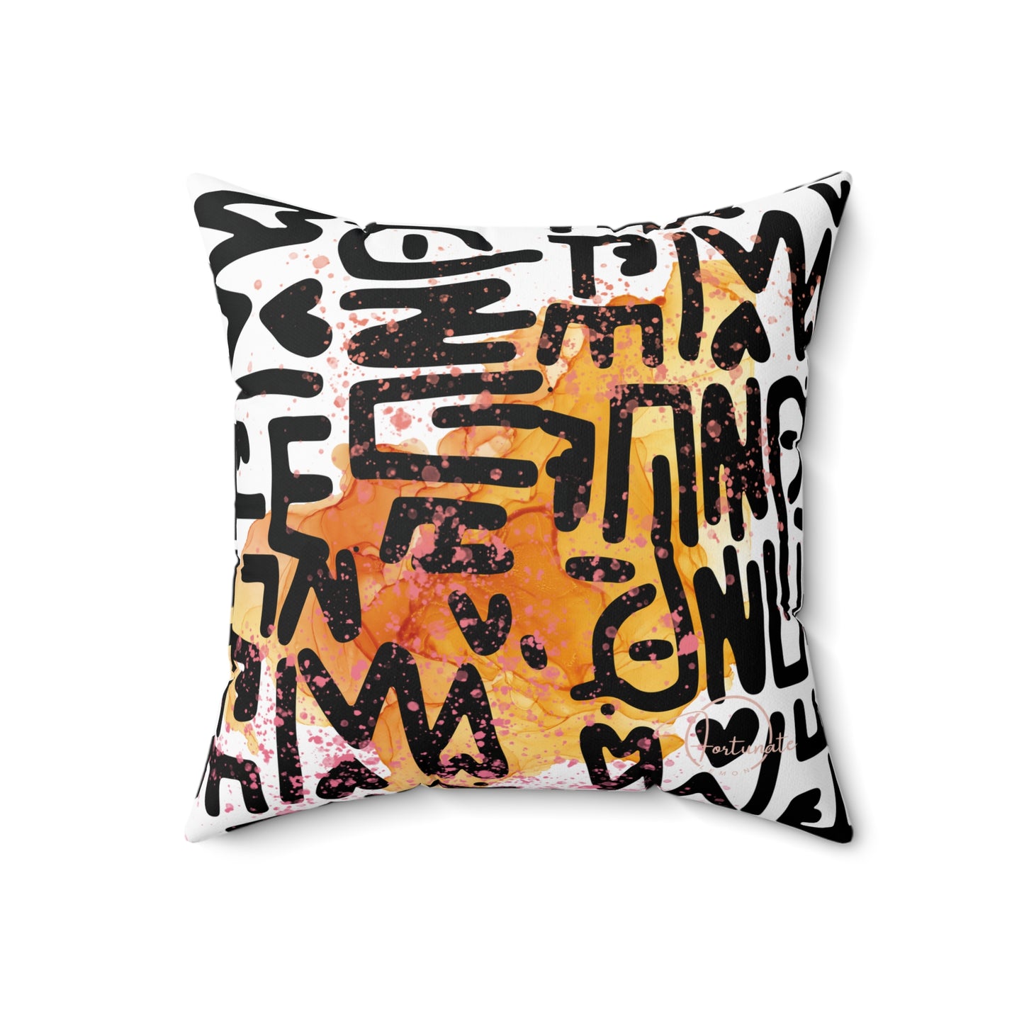 Graffiti Hearts Decorative Pillow — Abstract Handwritten Love Design - Fortunate Lemon Shop