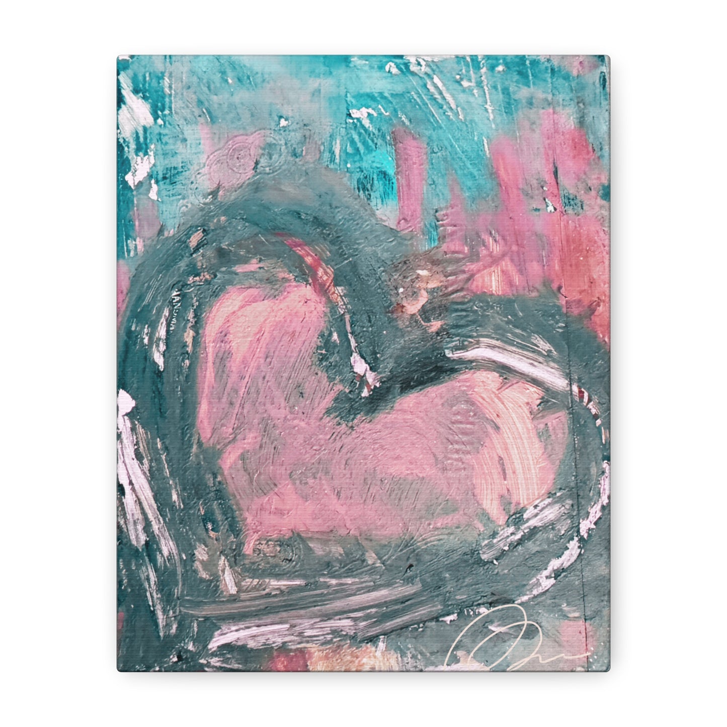 Pink Heart Abstract Matte Canvas Wall Art — Stretched 1.25" - Fortunate Lemon Shop