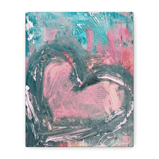 Pink Heart Abstract Matte Canvas Wall Art — Stretched 1.25" - Fortunate Lemon Shop