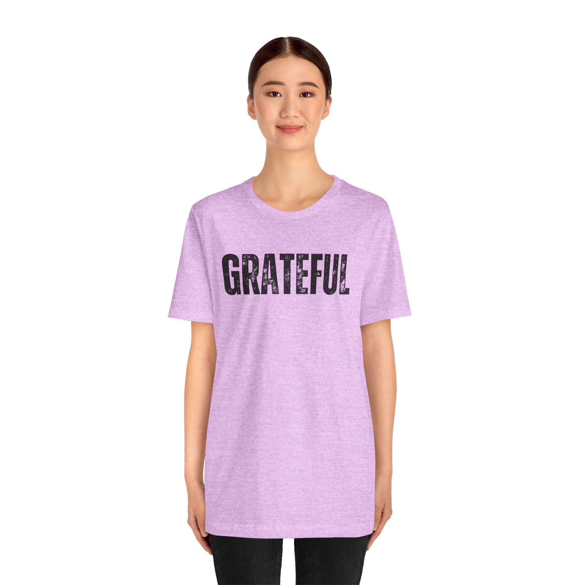 Grateful Graphic Tee – Vintage Distressed 'GRATEFUL' Short Sleeve Shirt - Fortunate Lemon Shop