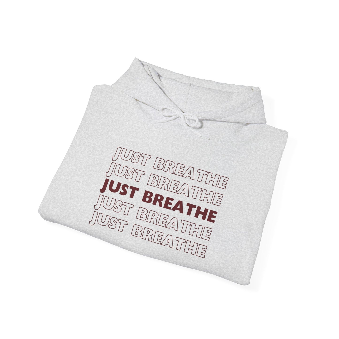 Just Breathe Hoodie – Minimal Motivational Pullover with ‘Just Breathe’ Text & Script Back Logo - Fortunate Lemon Shop