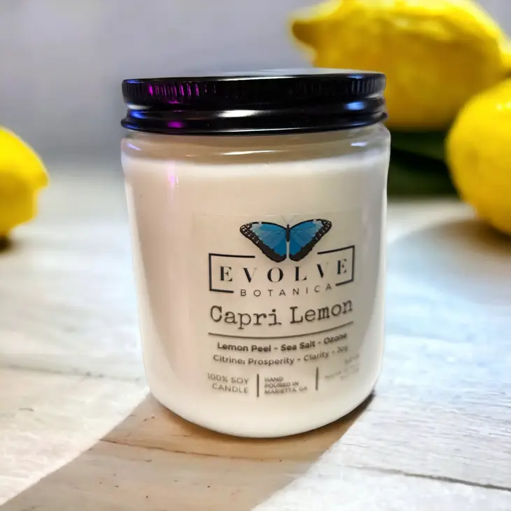 Wood Wick Gemstone Soy Candle - Capri Lemon (Citrine) - Fortunate Lemon Shop