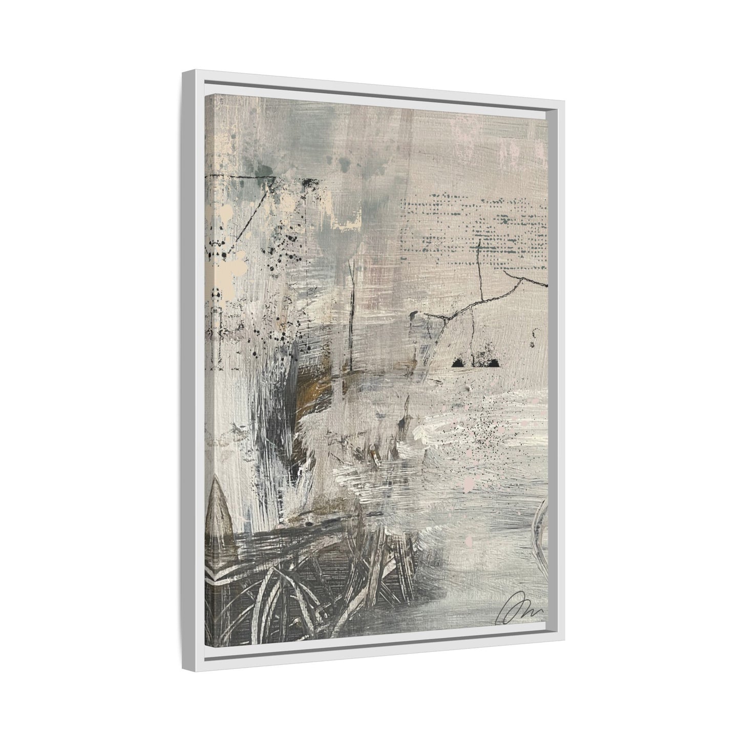 Framed Abstract Canvas Art — Neutral Pastel Modern Wall Decor - Fortunate Lemon Shop
