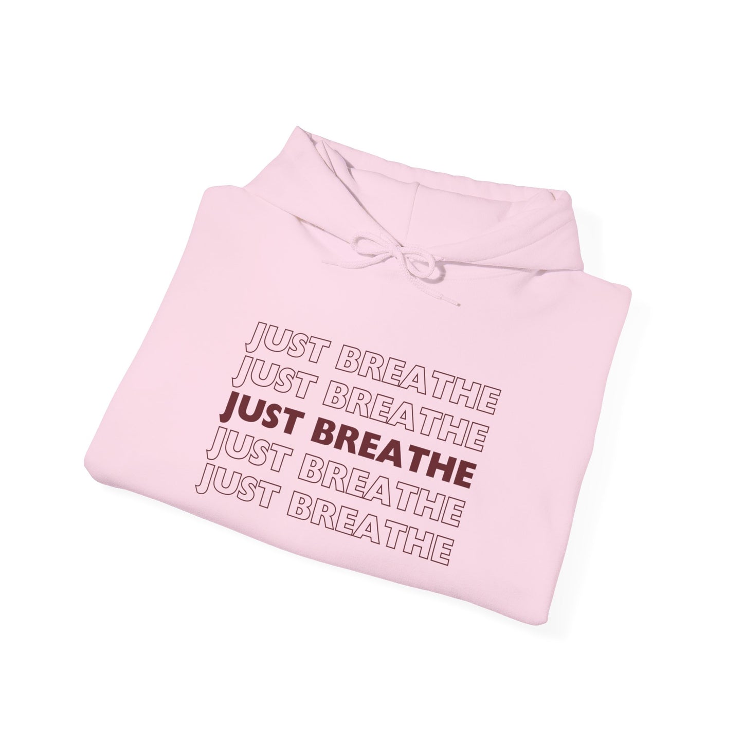 Just Breathe Hoodie – Minimal Motivational Pullover with ‘Just Breathe’ Text & Script Back Logo - Fortunate Lemon Shop