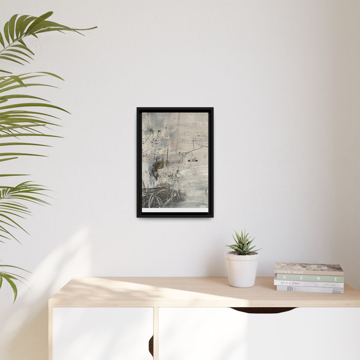 Framed Abstract Canvas Art — Neutral Pastel Modern Wall Decor - Fortunate Lemon Shop