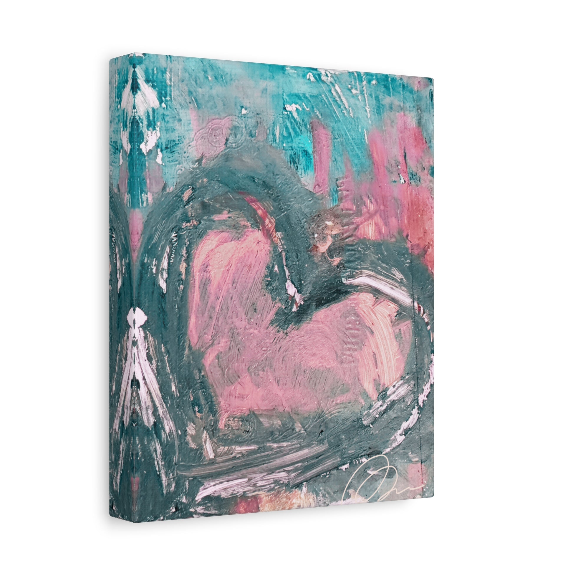 Pink Heart Abstract Matte Canvas Wall Art — Stretched 1.25" - Fortunate Lemon Shop