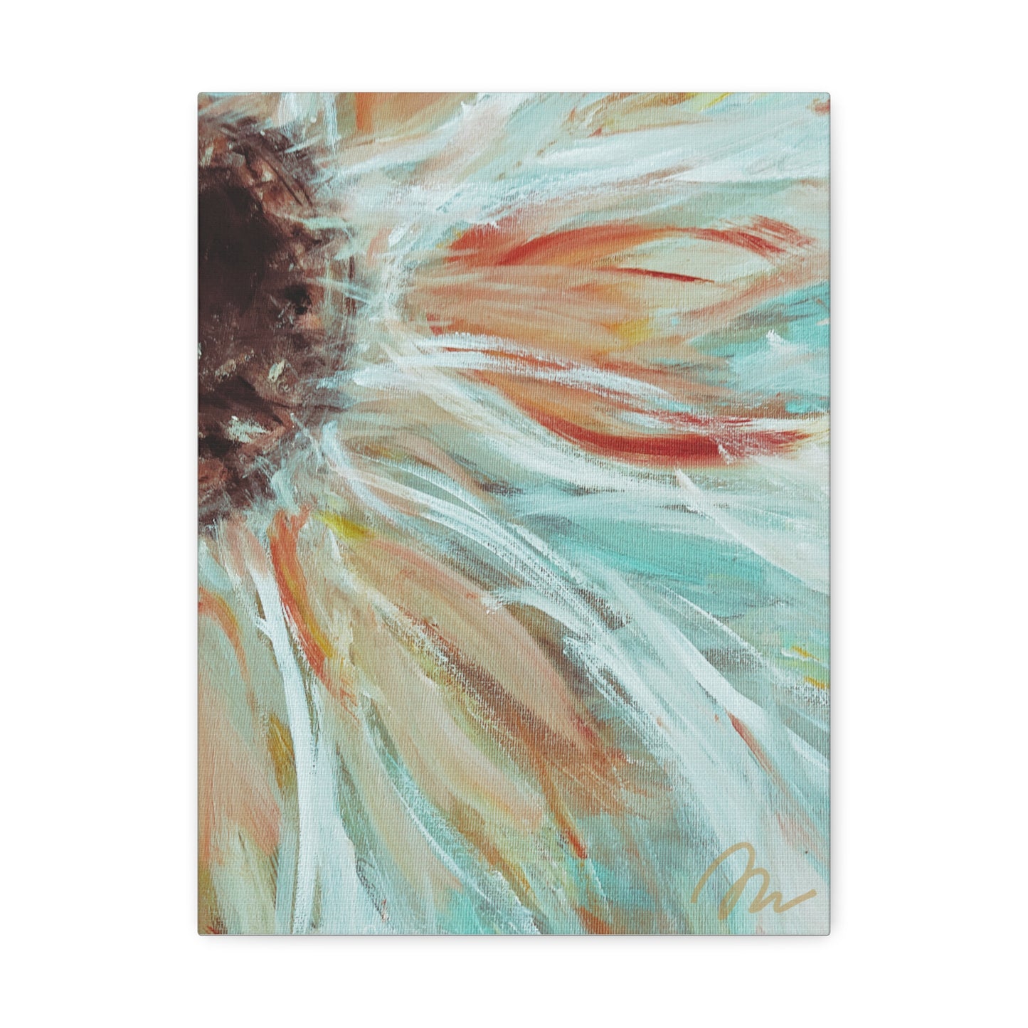 Abstract Sunflower Stretched Canvas Wall Art — Boho Floral Home Decor - Fortunate Lemon Shop
