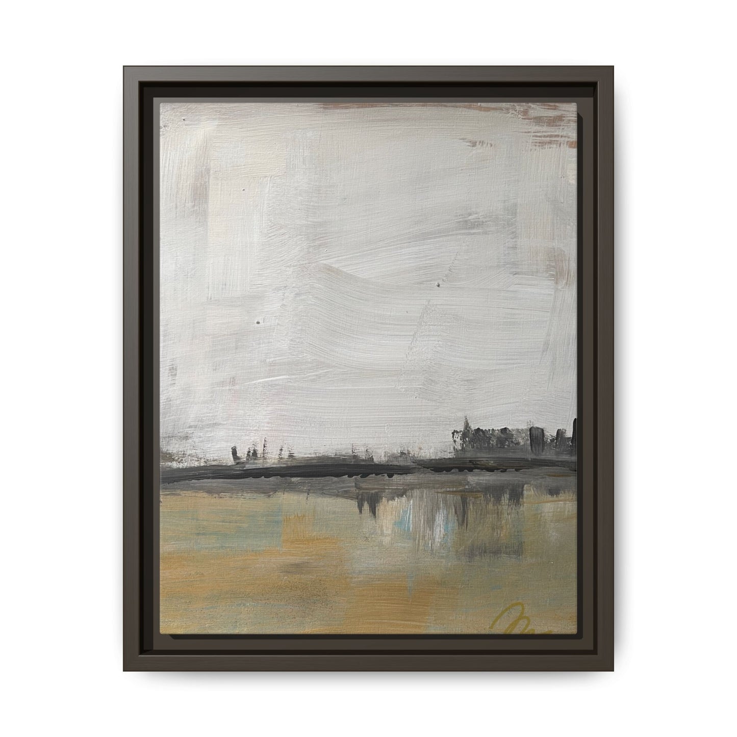 Urban Reflection Landscape Canvas Art – Neutral Coastal Horizon - Fortunate Lemon Shop