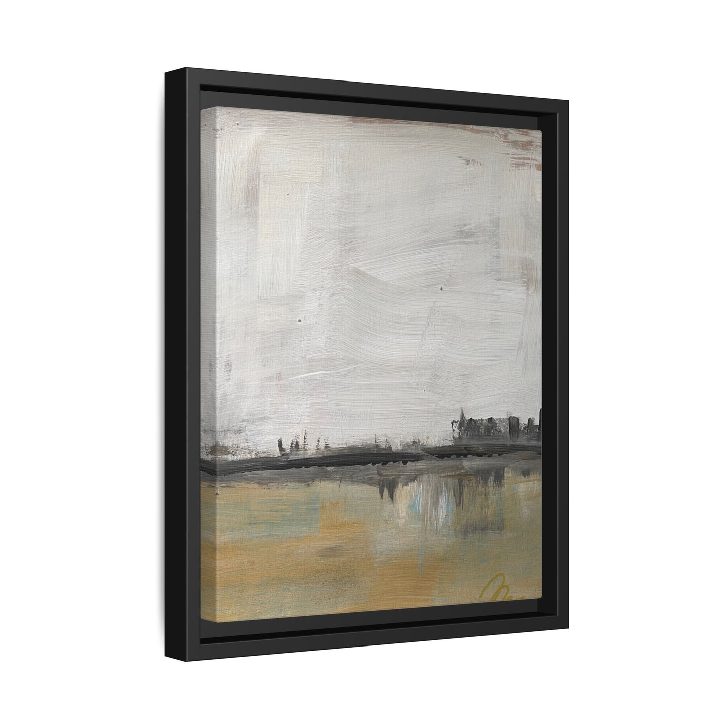 Urban Reflection Landscape Canvas Art – Neutral Coastal Horizon - Fortunate Lemon Shop