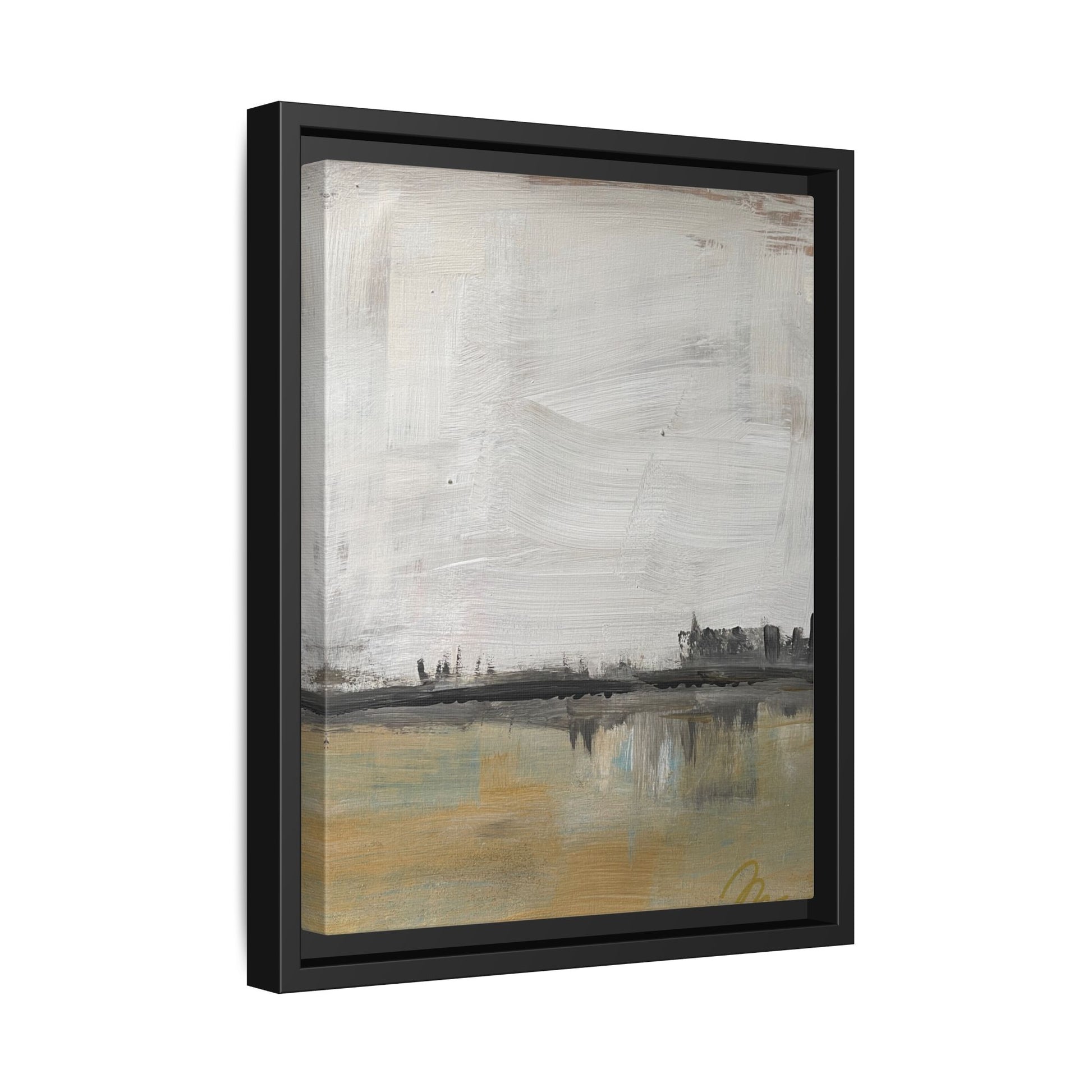 Urban Reflection Landscape Canvas Art – Neutral Coastal Horizon - Fortunate Lemon Shop