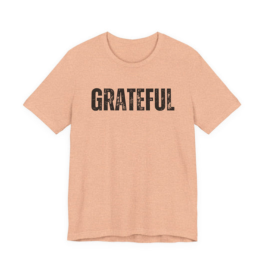 Grateful Graphic Tee – Vintage Distressed 'GRATEFUL' Short Sleeve Shirt - Fortunate Lemon Shop