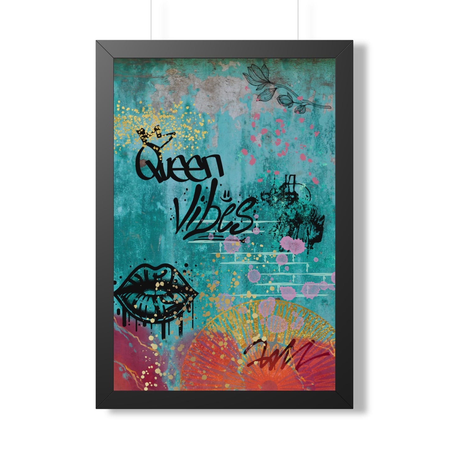 Queen Vibes Framed Poster — Urban Graffiti Wall Art, Feminine Inspirational Print - Fortunate Lemon Shop