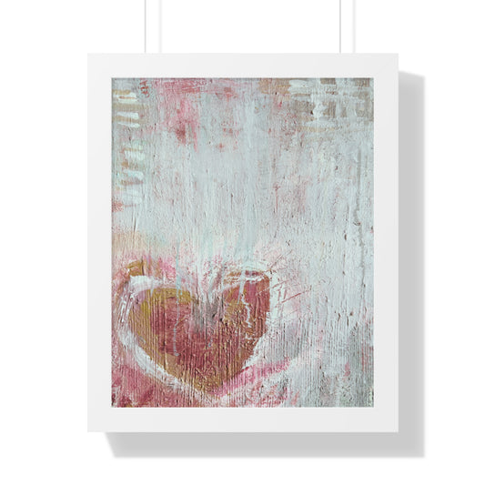Framed Vertical Poster - Pastel Heart Abstract Wall Art (Romantic Nursery Decor)