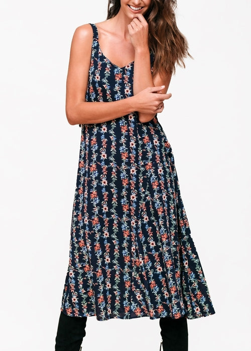 Floral V-Neck Sleeveless Maxi Dress - Fortunate Lemon Shop