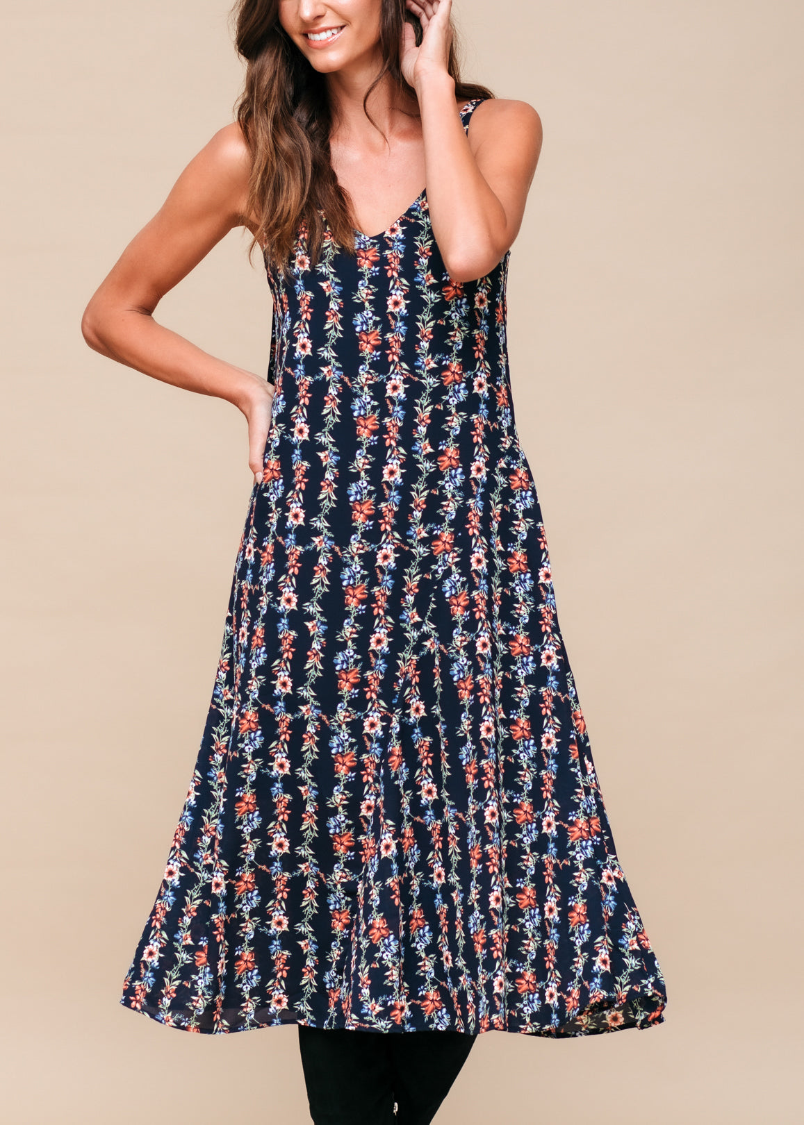 Floral V-Neck Sleeveless Maxi Dress - Fortunate Lemon Shop